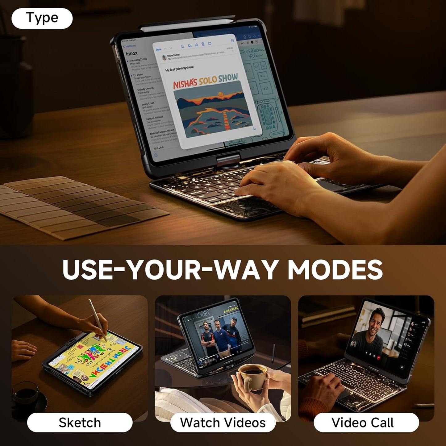360° Transparent iPad Keyboard Case